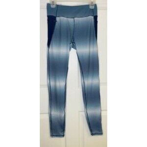 KYODAN Women's Blue & White Striped Full Length Leggings Work Out Yoga SIZE P/S